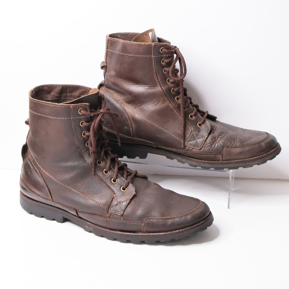 Timberland Mens 12 Brown Leather Lace Up Combat‎ Boots Argentina Logger Shoes